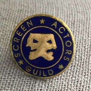 Vintage Screen Actors Guild Pin Blue & Gold Enamel Union Made